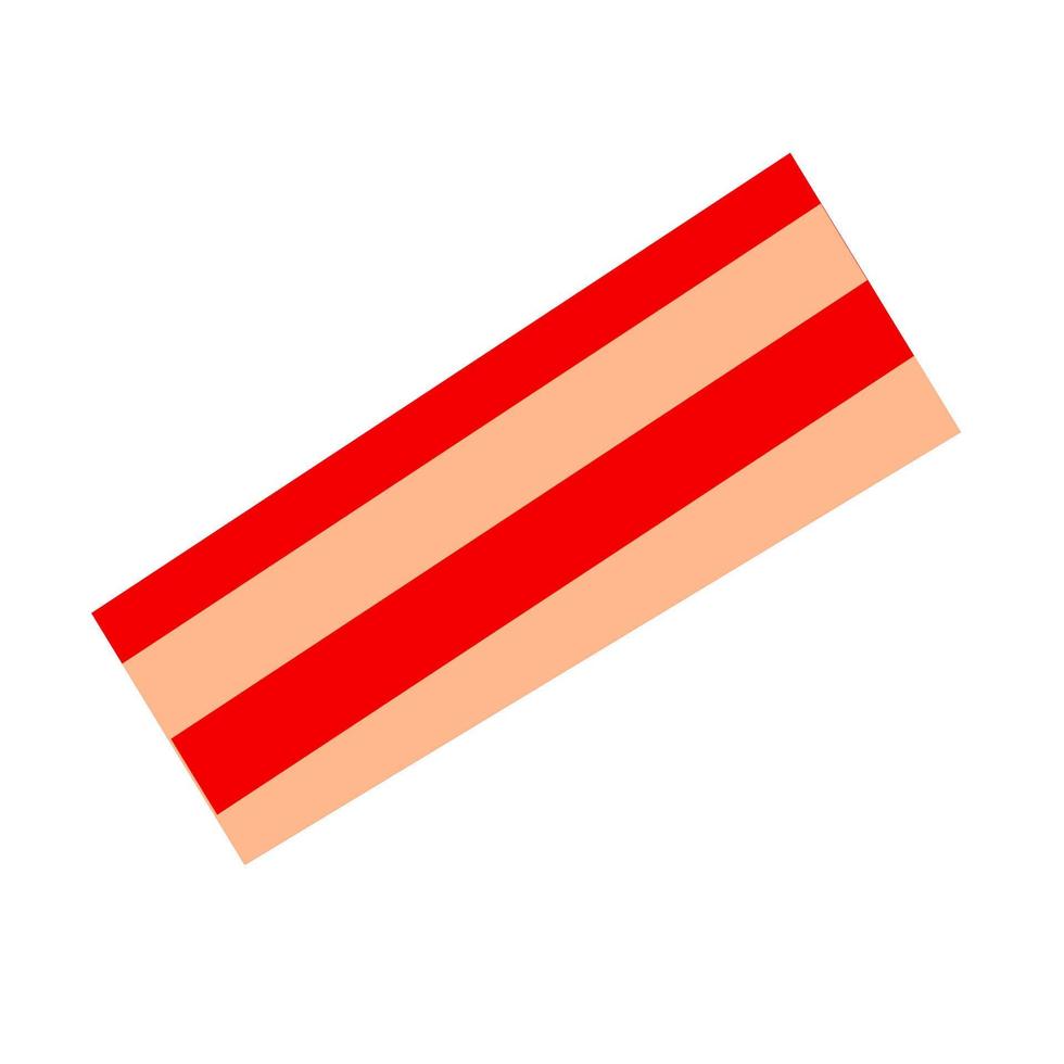 Vector raw bacon on a white background. Red meat slices. Delicious for baking.