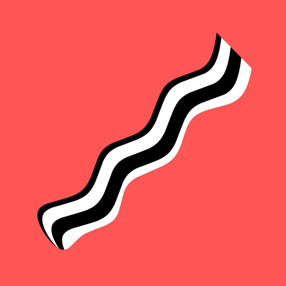 Vector silhouette of bacon on orange background. Bacon is black and white. Great for fast food logos, posters.