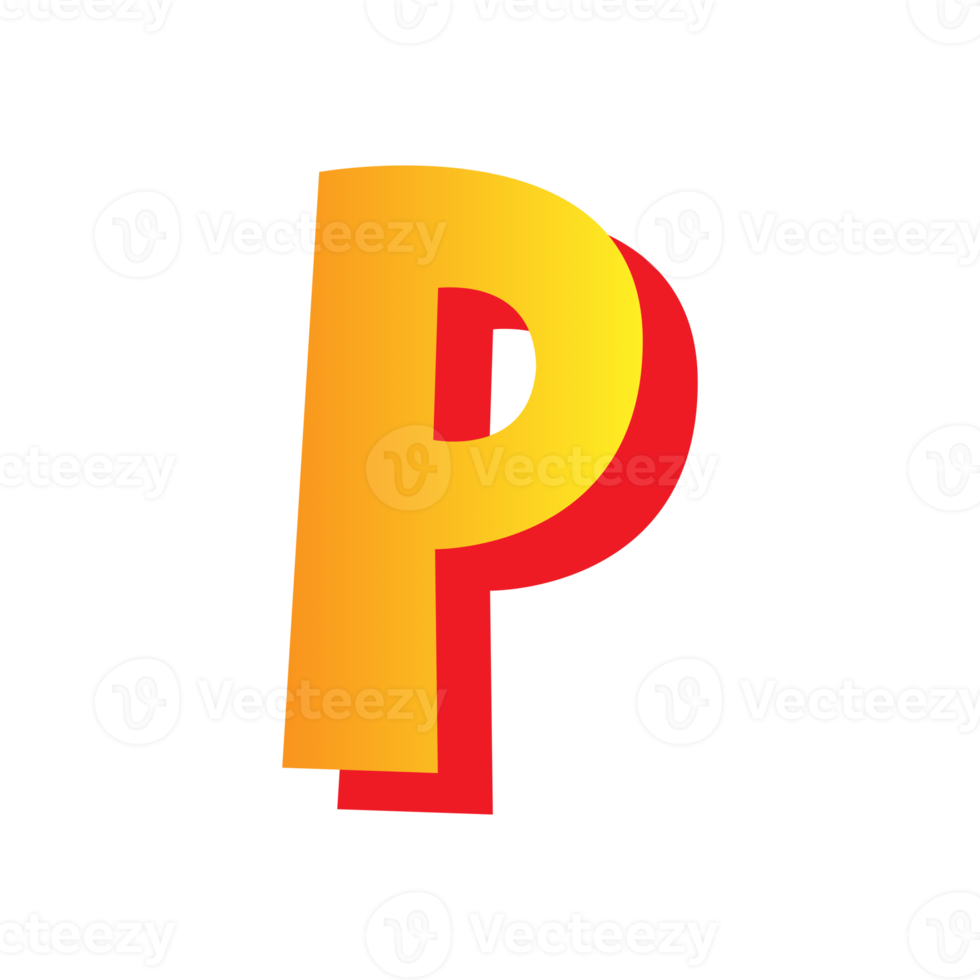 Letter P, comic style typeface with transparent background. png file