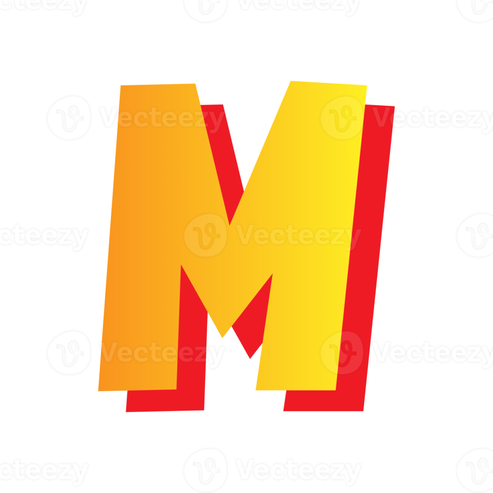 Letter m, comic style typeface with transparent background. png file