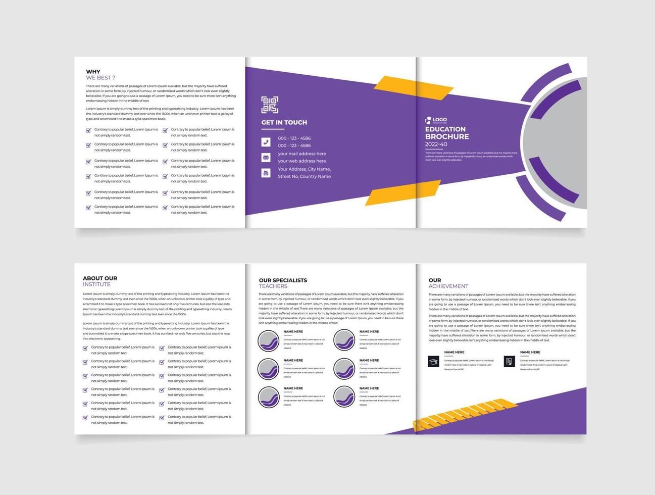 School admission Template square tri fold brochure template printing and advertising. education admission tri fold brochure template design vector