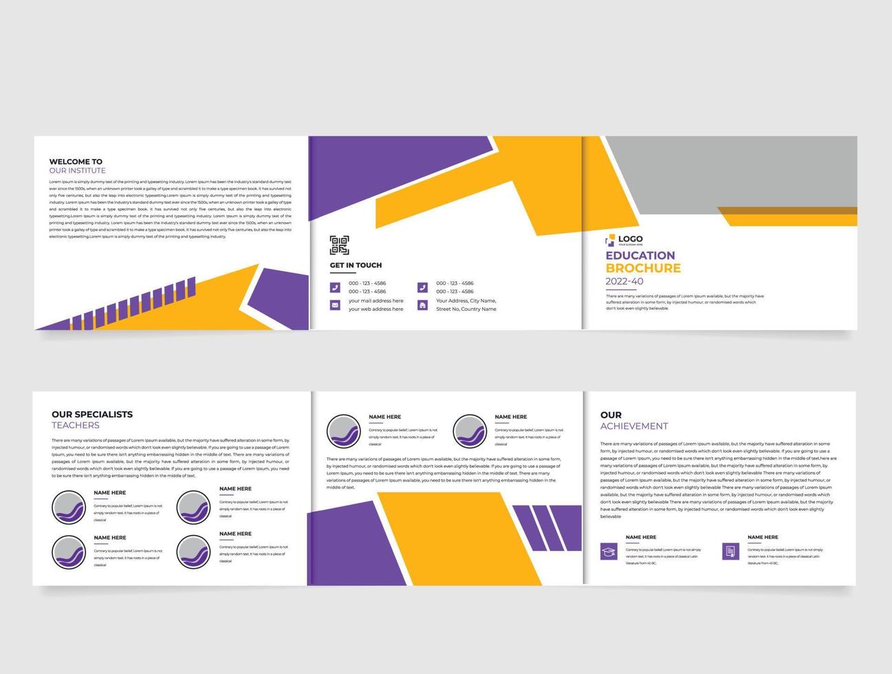 landscape Tri Fold School admission Brochure vector illustration. Vector Tri Fold folding brochure for business and advertising