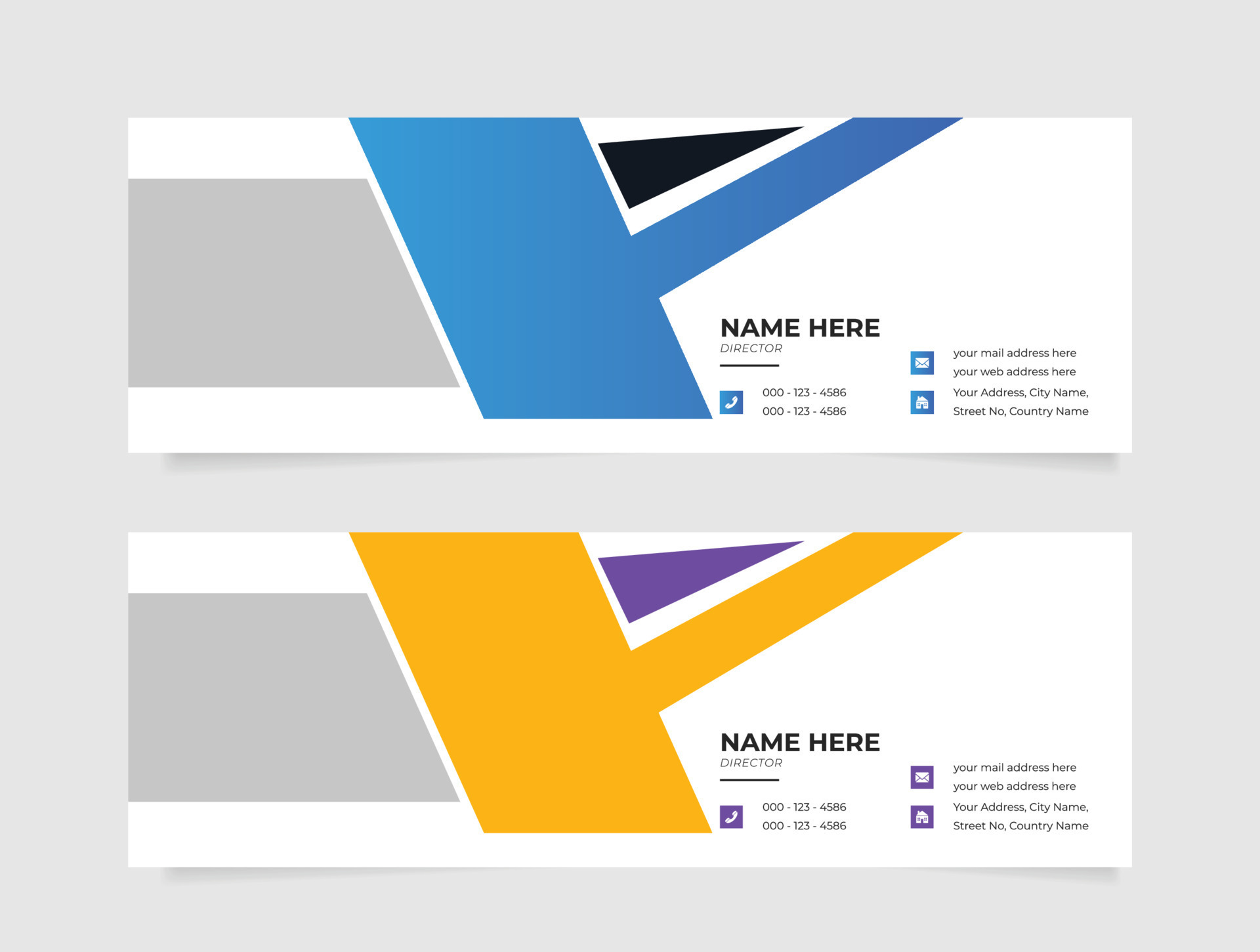 email signature Flat Mail template or email footer and personal