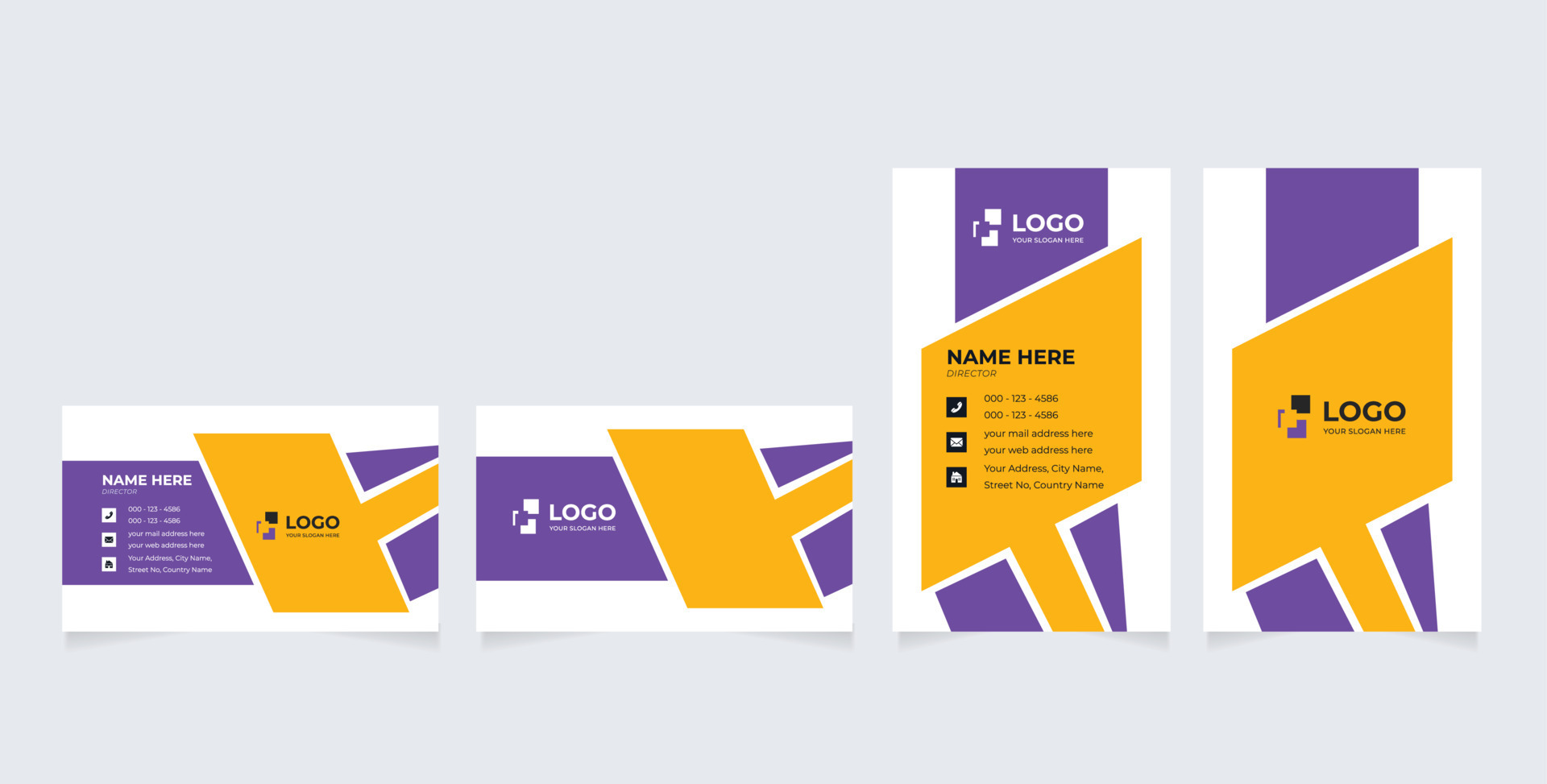 Doublesided creative and modern business card template. Portrait and