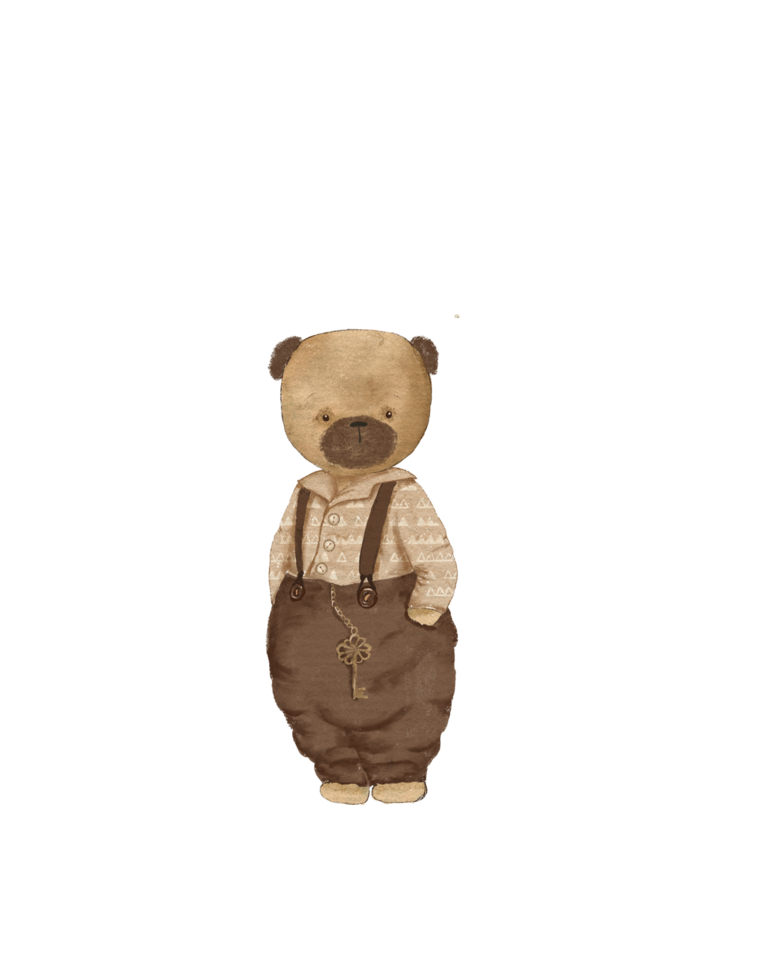 Lindo juguete vintage oso de peluche chico png