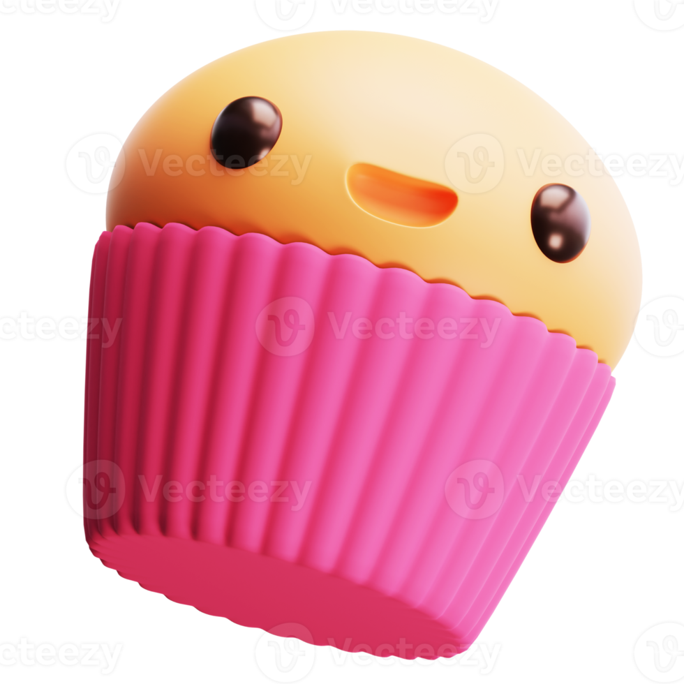 3D rendering graphic cupcake cartoon character illustration png
