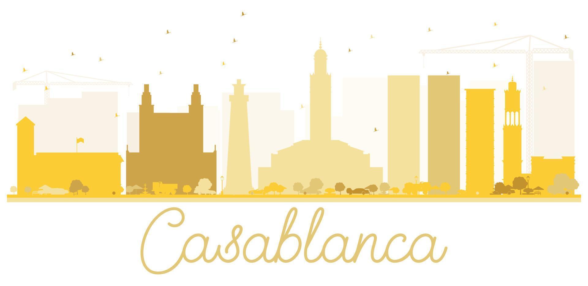 Casablanca City skyline golden silhouette. vector