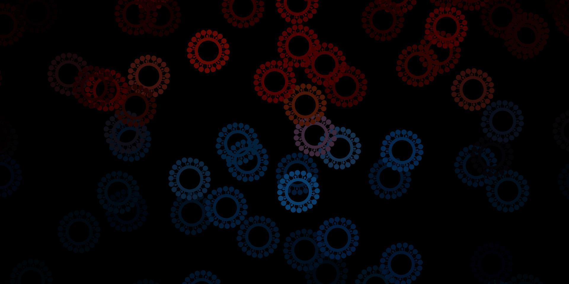 Dark blue, yellow vector template with flu signs.