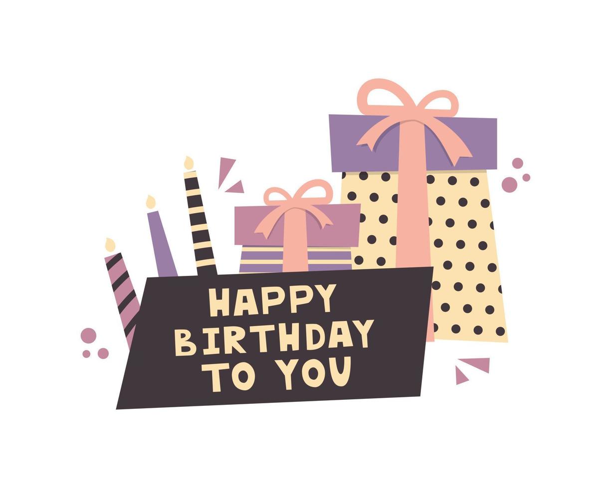 Happy birthday design for greeting cards, birthday cards, invitation cards. Flat style. vector
