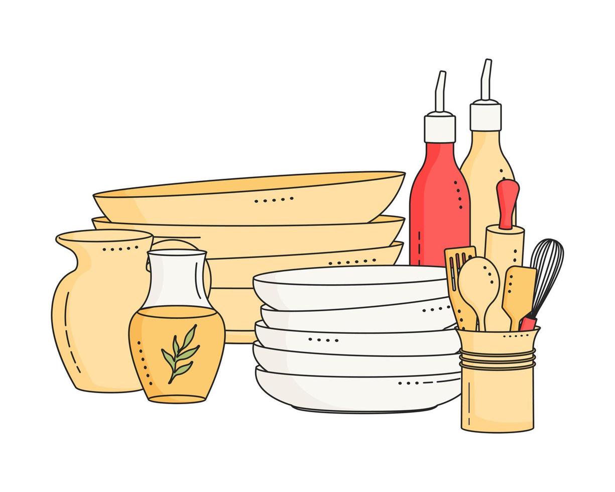 Hand drawn silhouette of kitchenware element. Cooking tool item isolated on white. Doodle style. vector