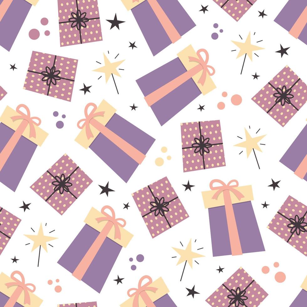 Gift boxes seamless pattern. Background for wallpapers, textiles, wrapping papers, fabrics, web pages. vector
