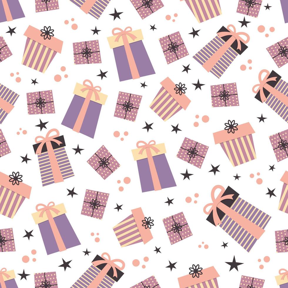 Gift boxes seamless pattern. Background for wallpapers, textiles, wrapping papers, fabrics, web pages. vector