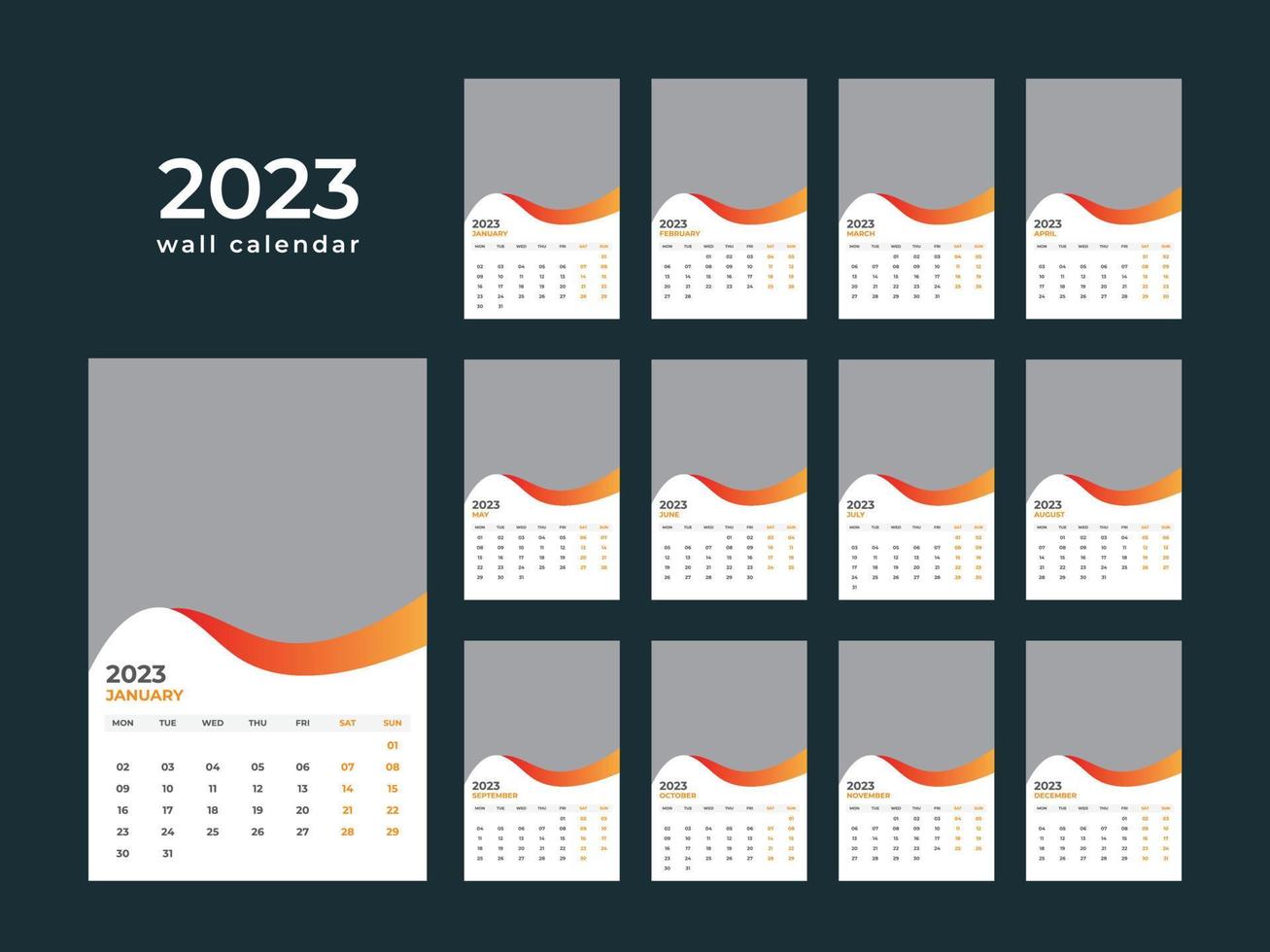 Wall Calendar 2023 vector