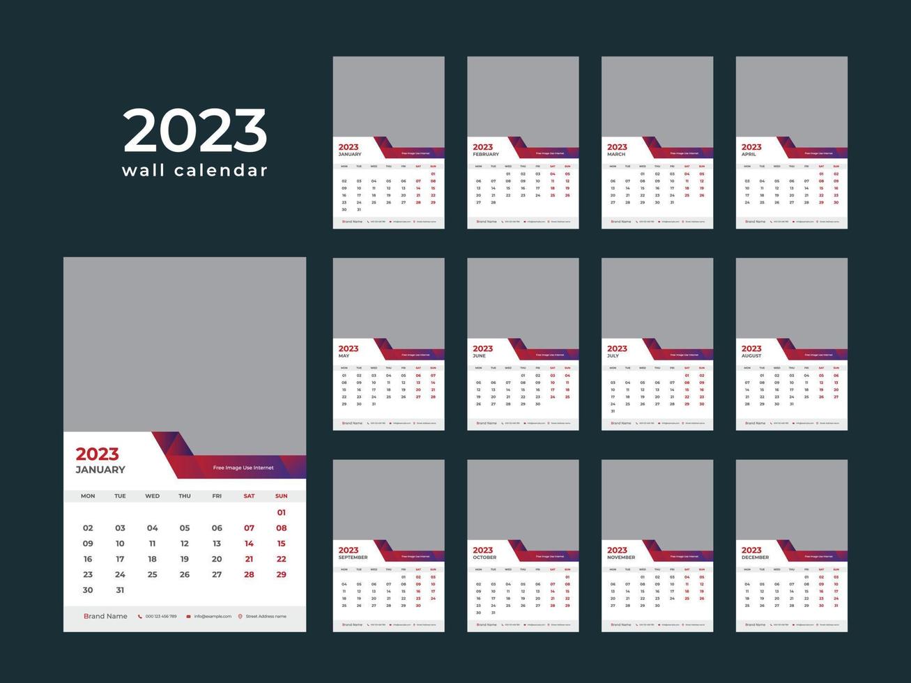 Wall Calendar 2023 vector