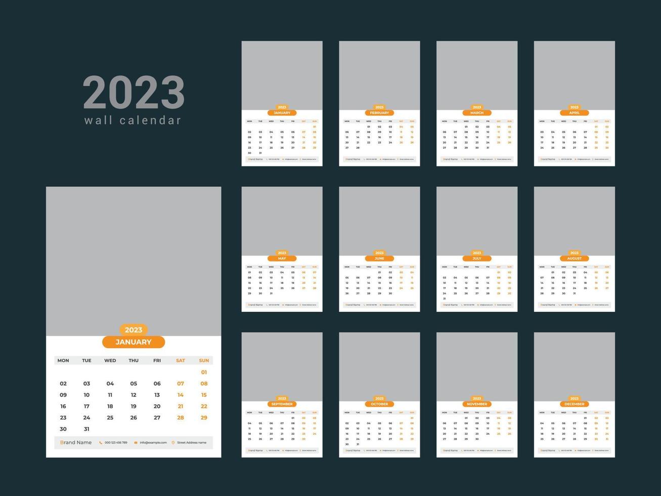 Wall Calendar 2023 vector