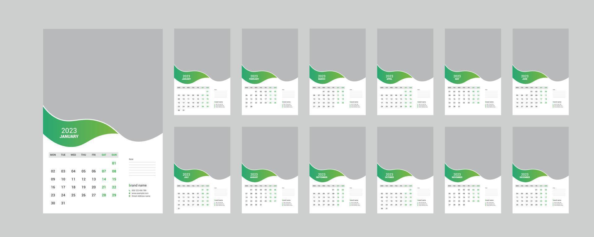 Wall Calendar 2023 vector