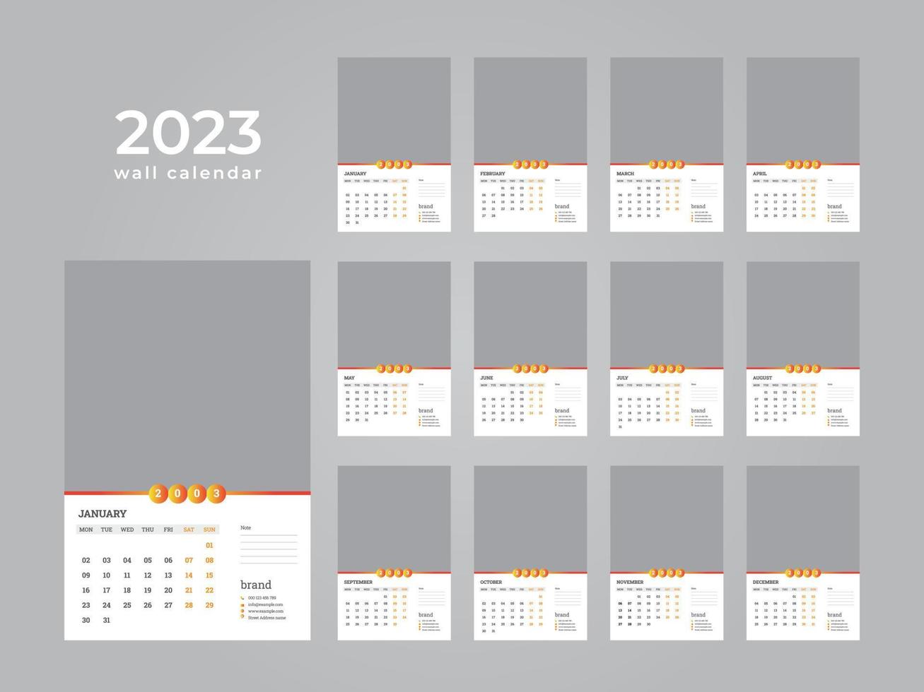 Wall Calendar 2023 vector