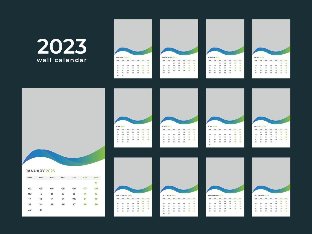 Wall Calendar 2023 vector