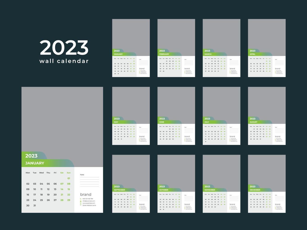 Wall Calendar 2023 vector