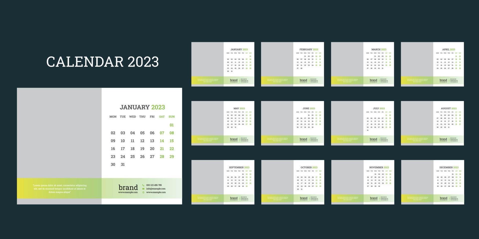 calendario de escritorio 2023 vector