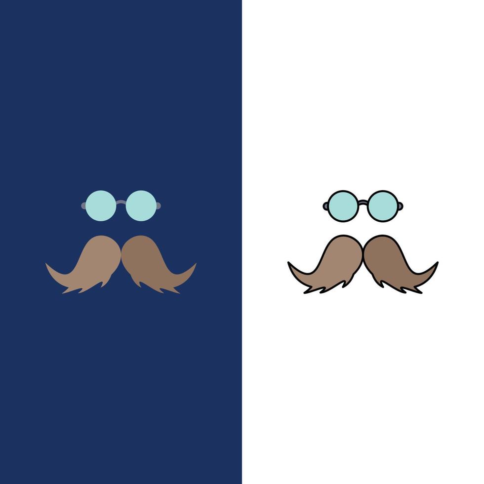 moustache Hipster movember male men Flat Color Icon Vector