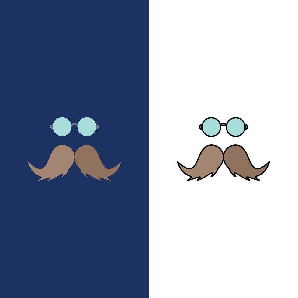 bigote hipster movember macho hombres color plano icono vector