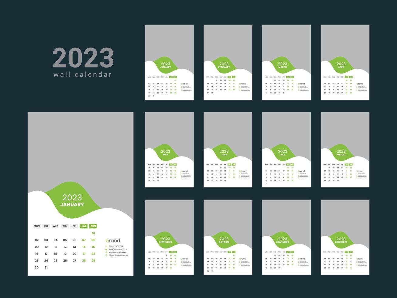 calendario de pared 2023 vector