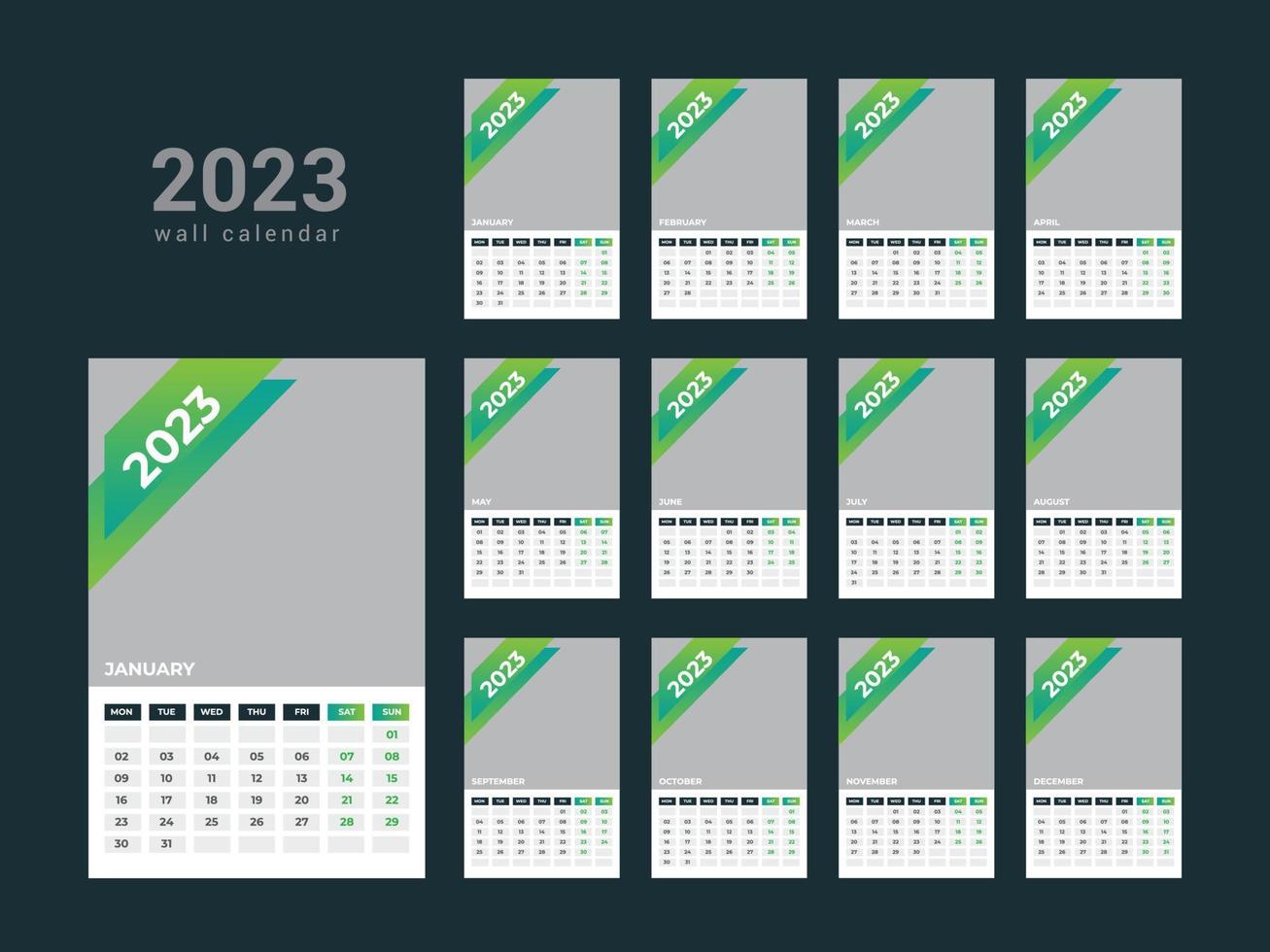 Wall Calendar 2023 vector