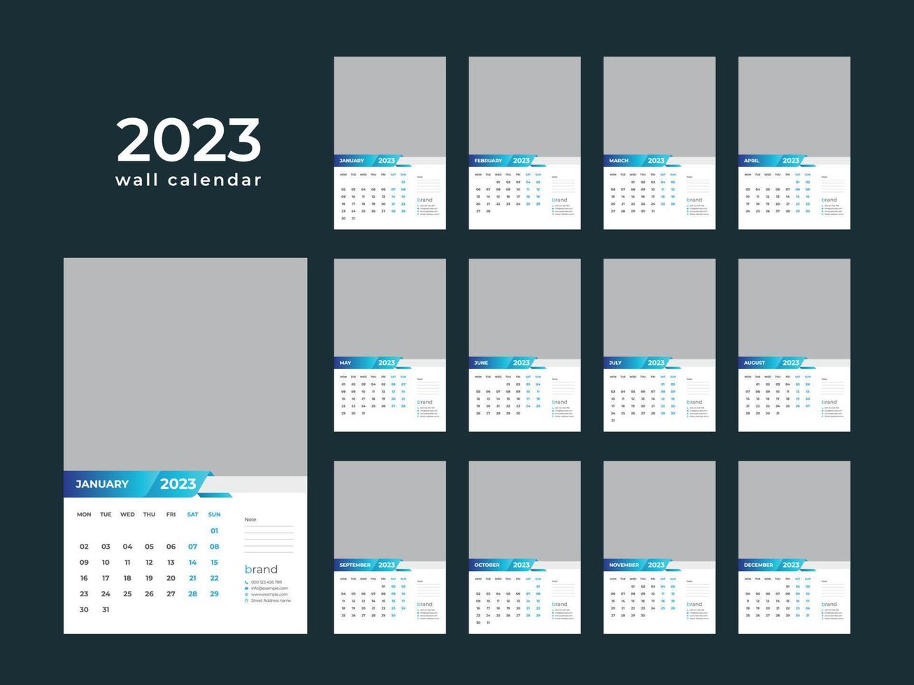 Wall Calendar 2023 vector