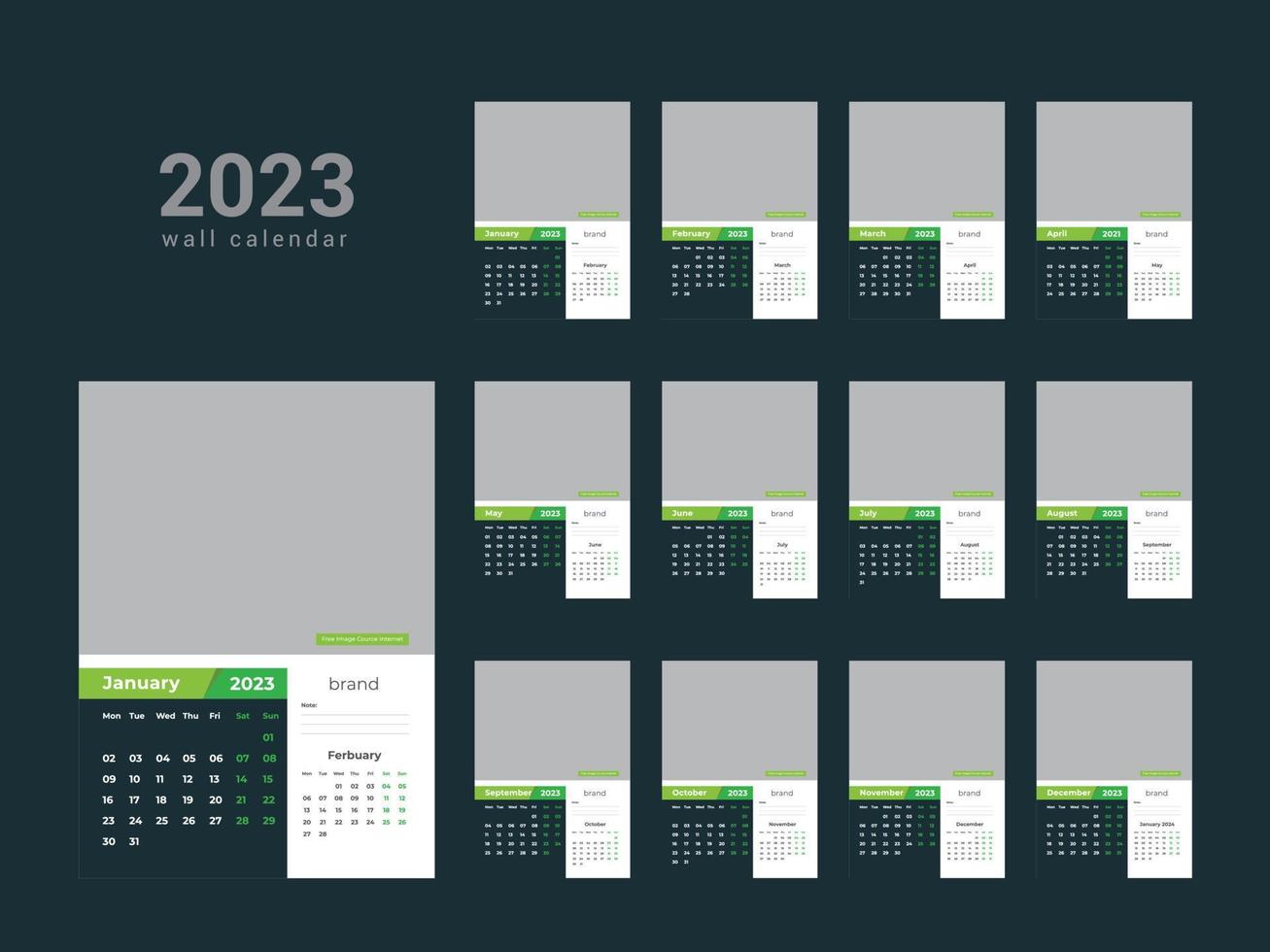 calendario de pared 2023 vector