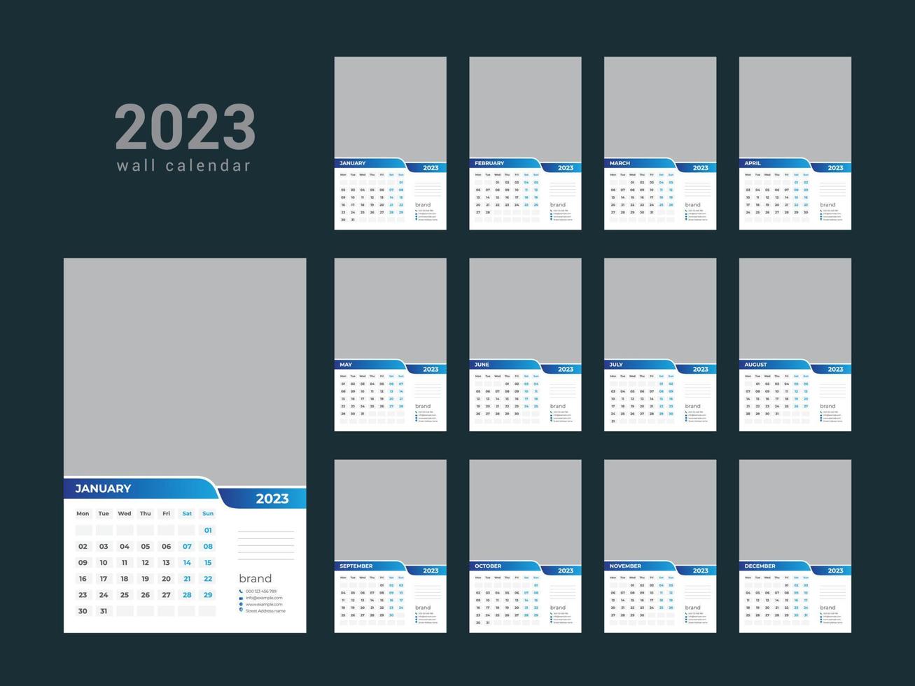 Wall Calendar 2023 vector