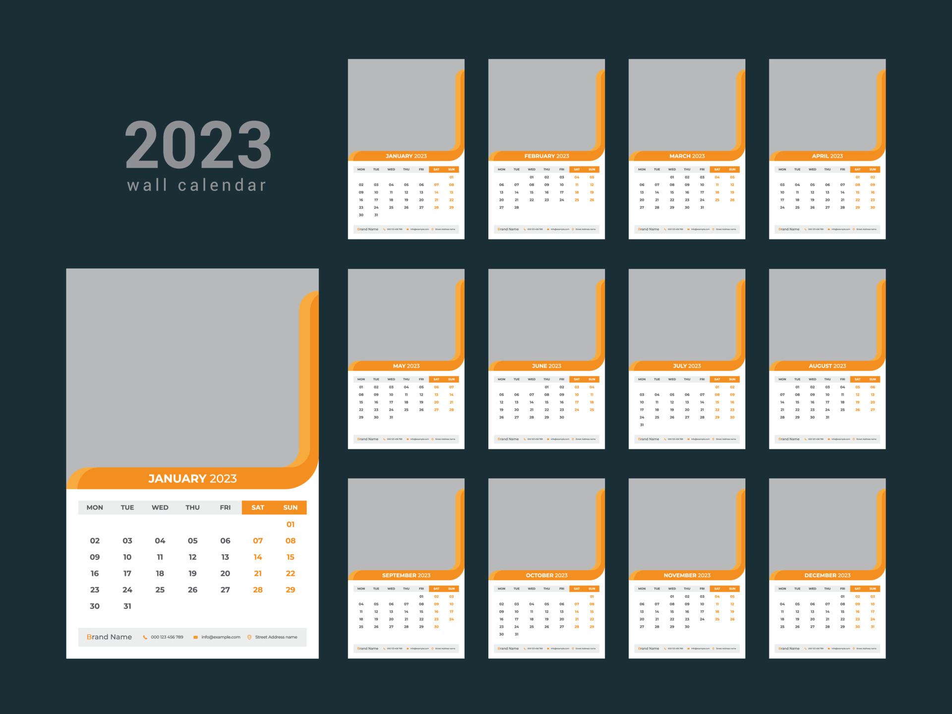 Wall Calendar 2023 13488178 Vector Art at Vecteezy