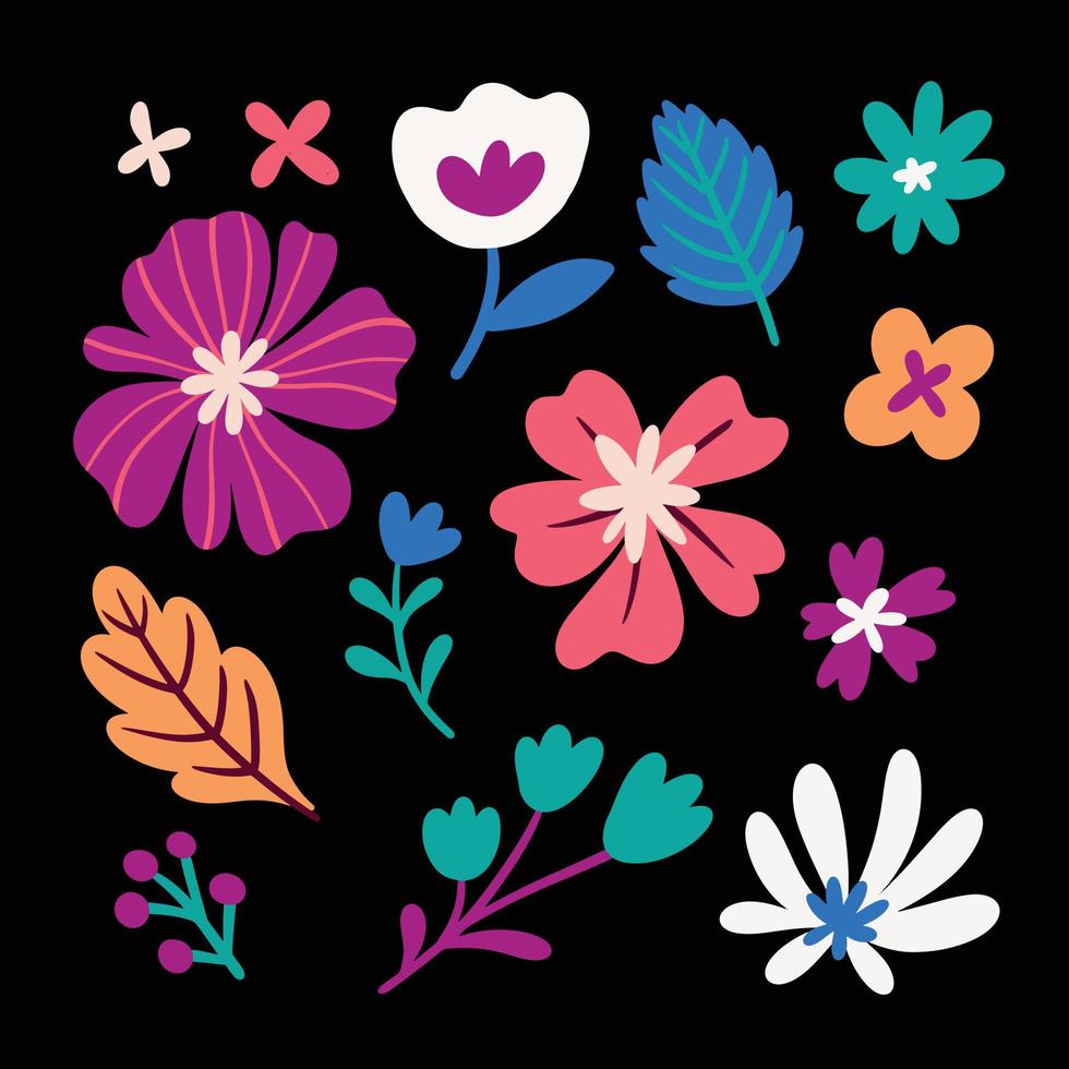 Collection of vintage floral illustration pattern for design element. Set of flower in cute hand drawn design for fabric and design ornament vector