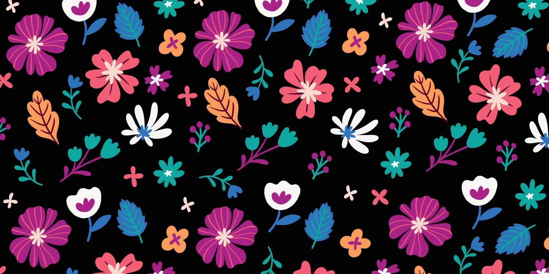 Trendy floral for cute background illustration design. Trendy wallpaper in pattern hand drawn style vector