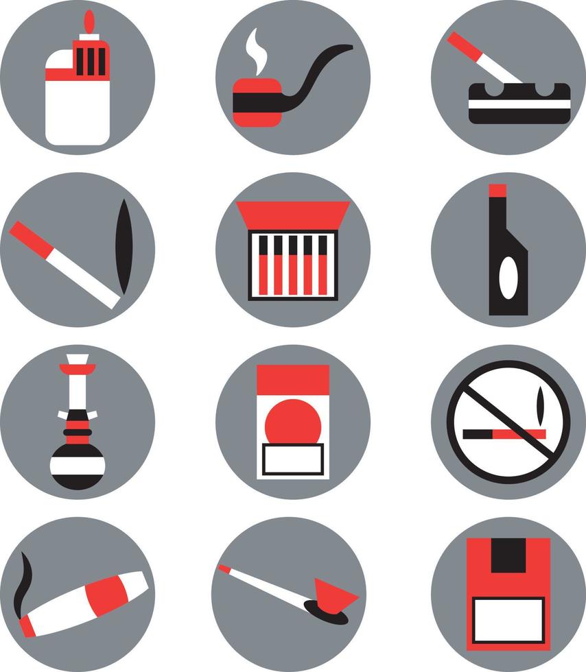 Smoking addiction, illustration, vector on a white background.