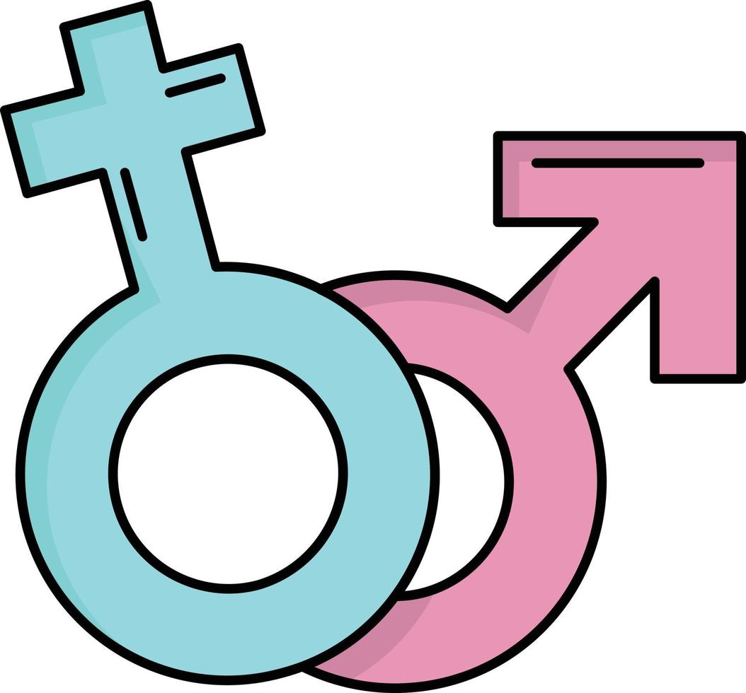 Gender Venus Mars Male Female Flat Color Icon Vector