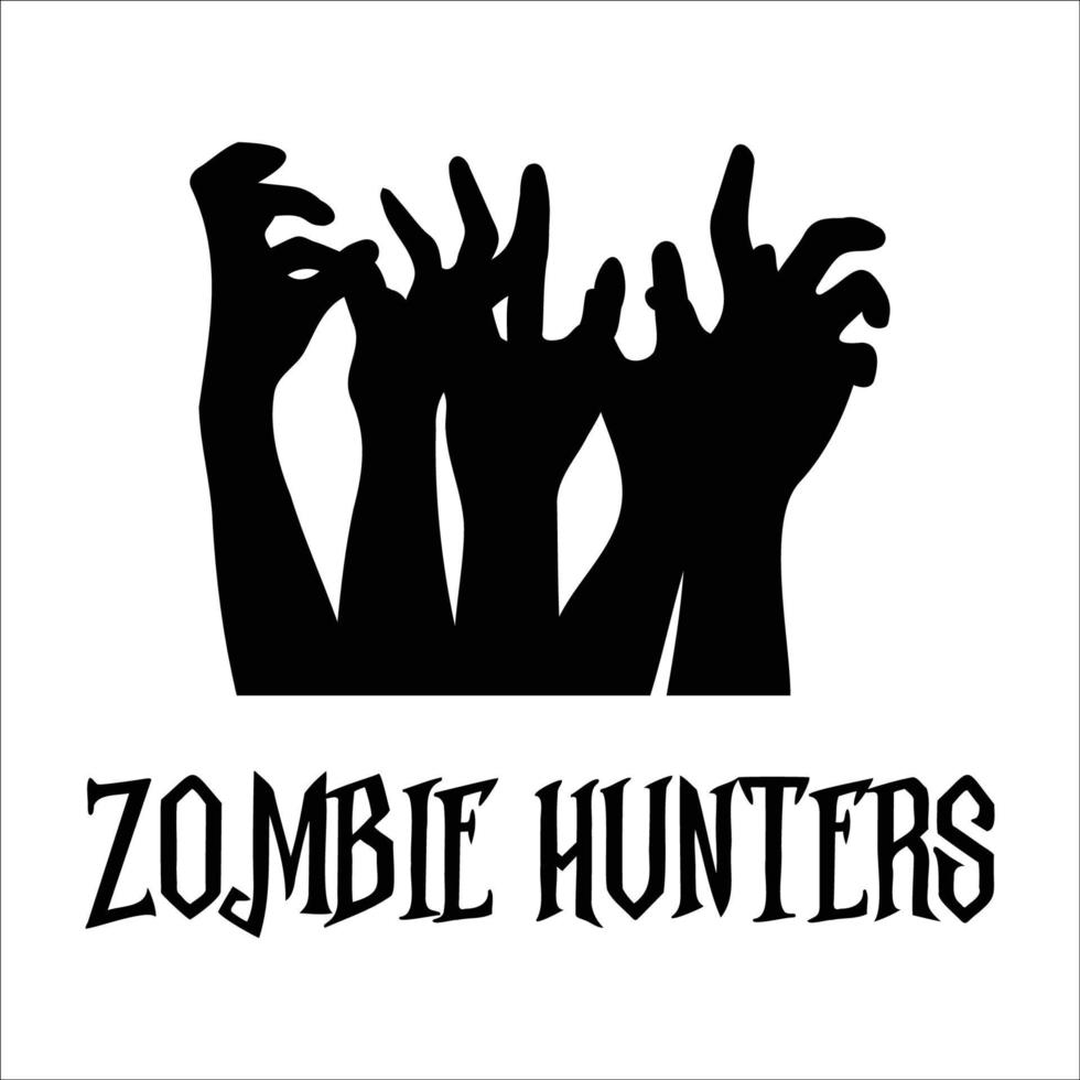 zombie hunters fashionable typography illustration vector