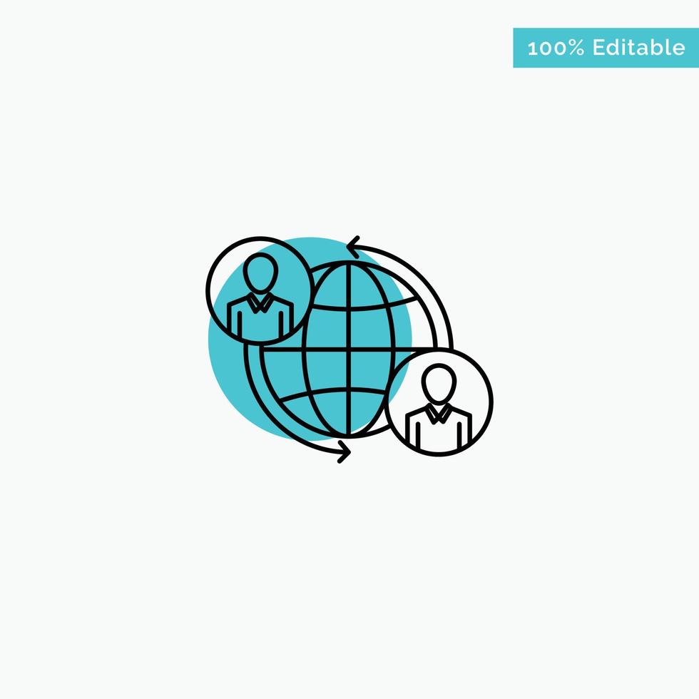 Connected Connections User Internet Global turquoise highlight circle point Vector icon