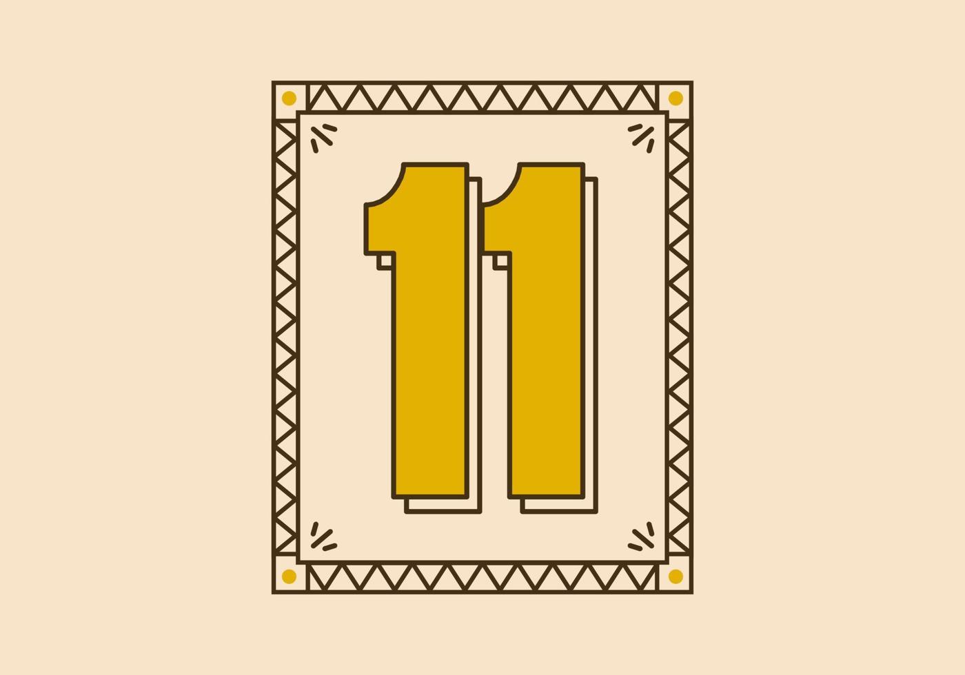 Vintage rectangle frame with number 11 on it vector