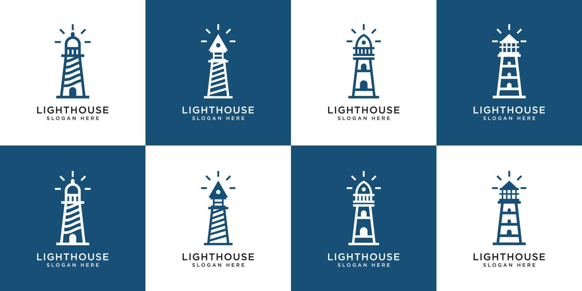 set of Lighthouse logo vector design