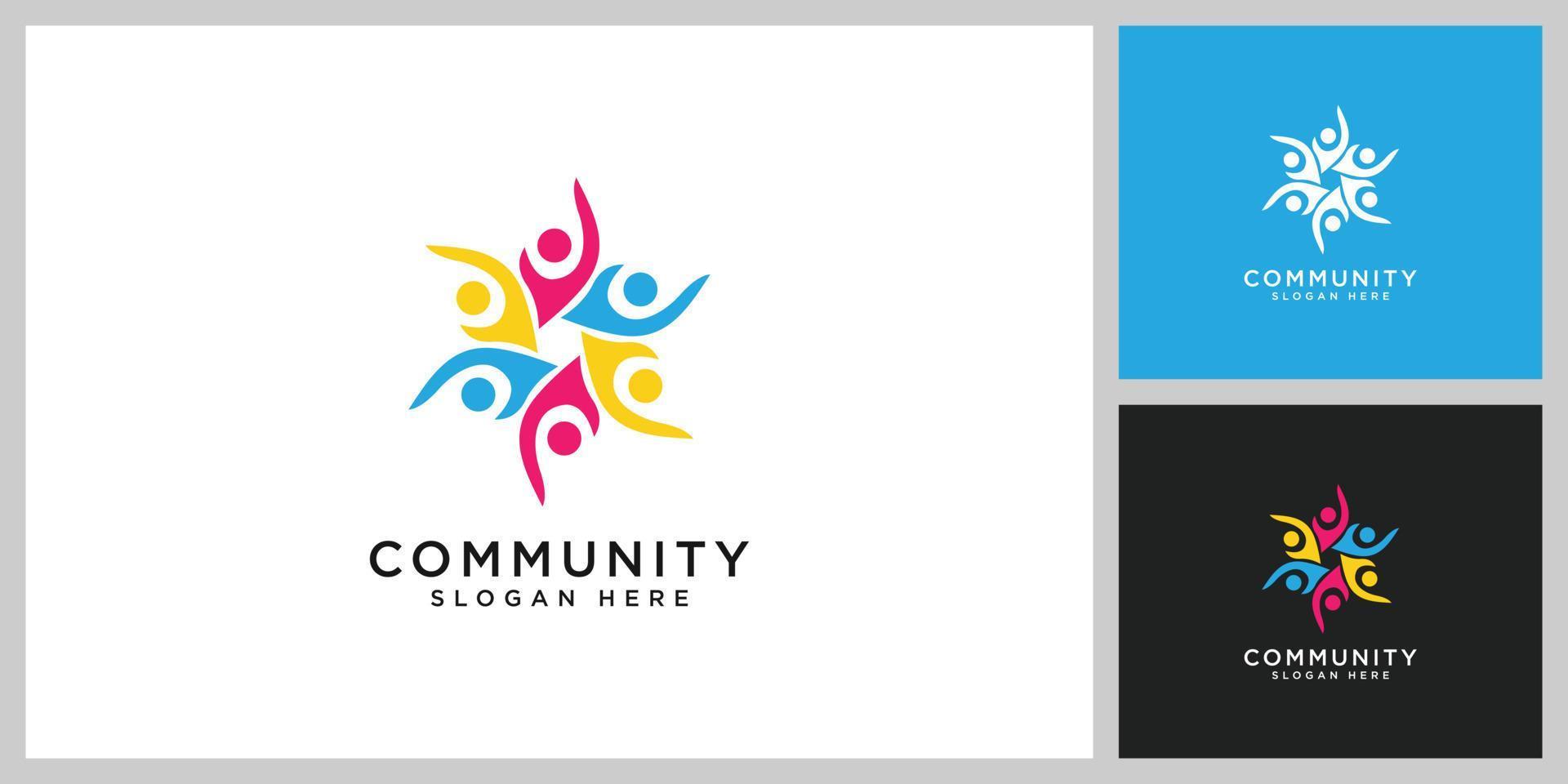 teamwork people community logo design vector