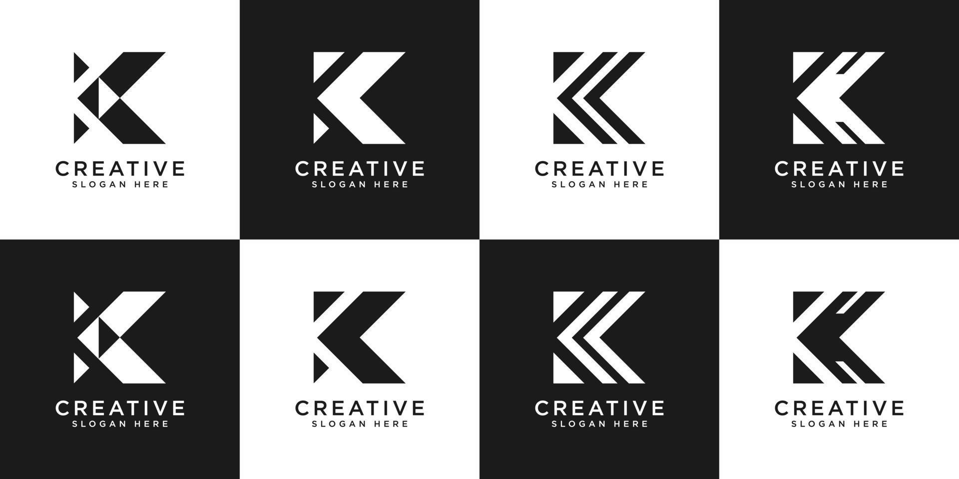 set of initials letter K abstract logo vector design
