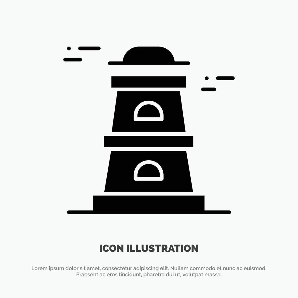 Observatory Tower Watchtower solid Glyph Icon vector