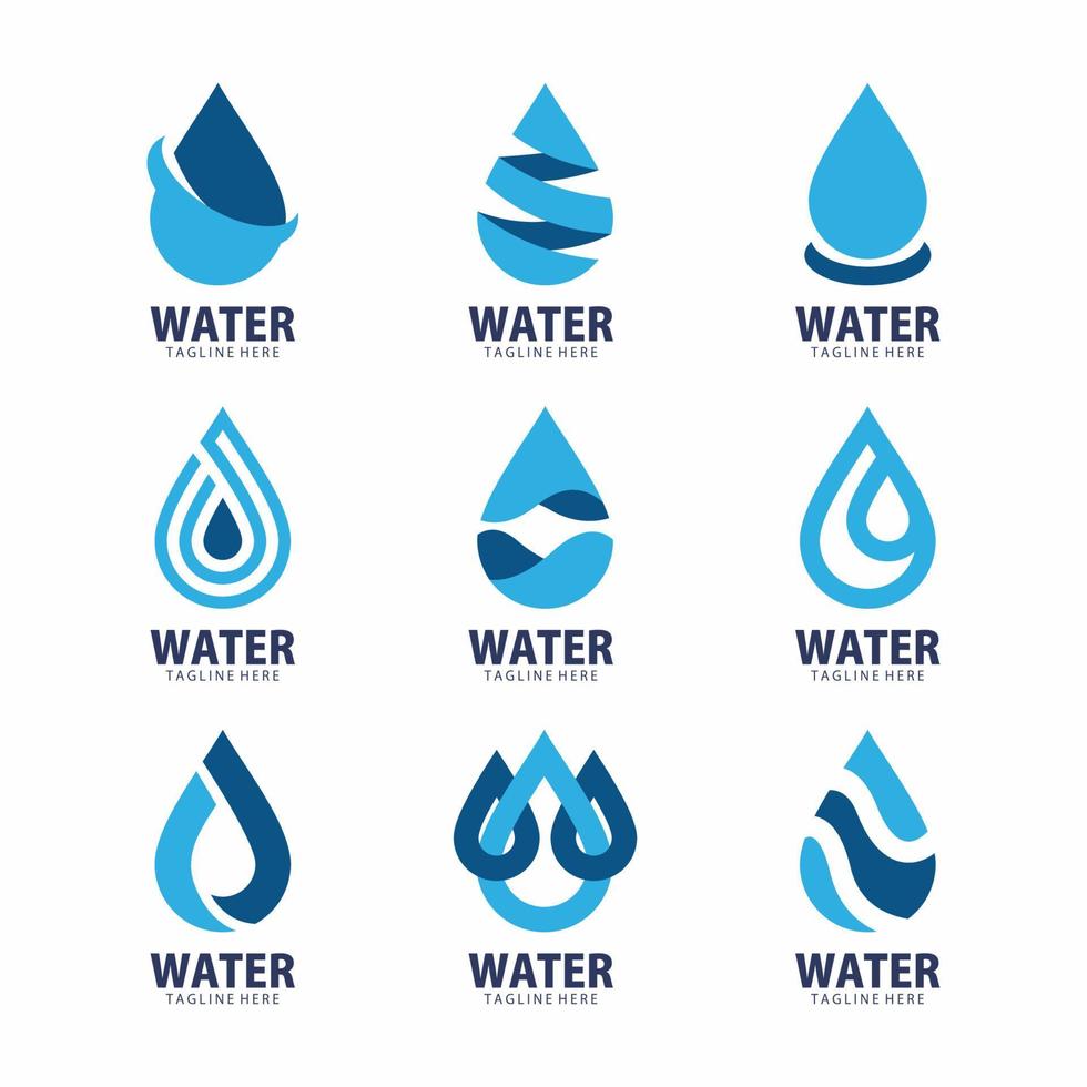 conjunto de logotipo de agua para empresa comercial vector
