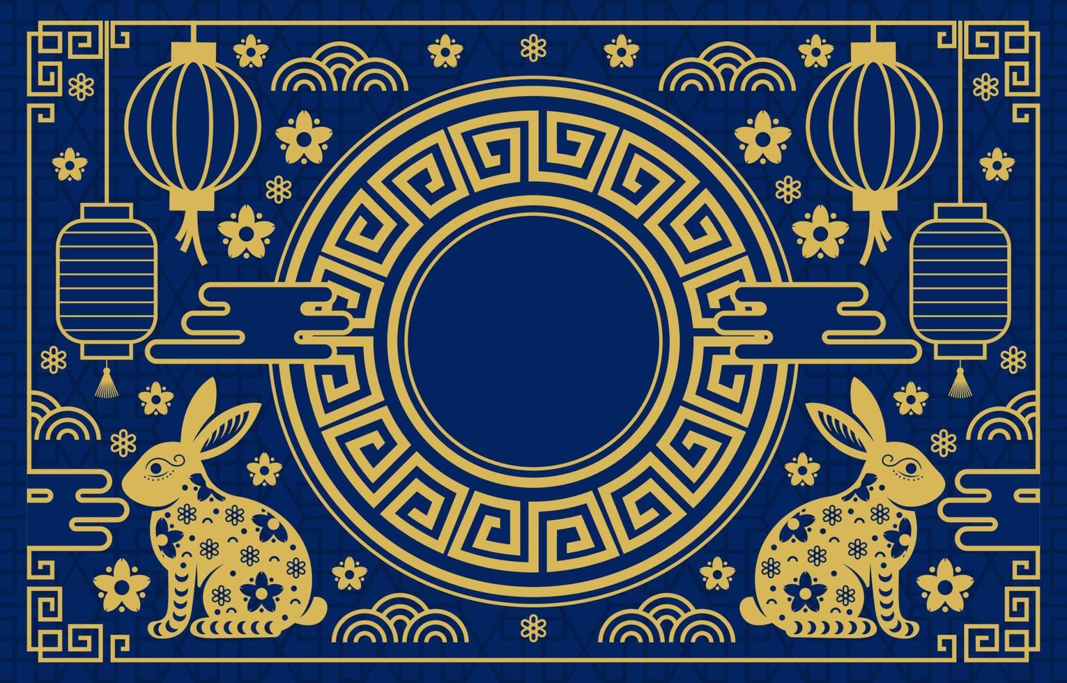 fondo de color plano de año nuevo chino azul real vector