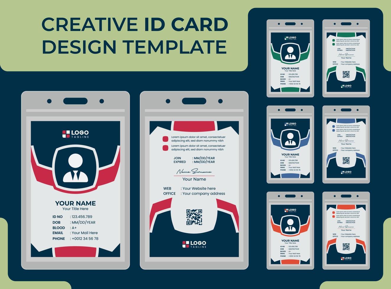 plantilla de diseño de tarjeta de identificación única moderna creativa profesional vector