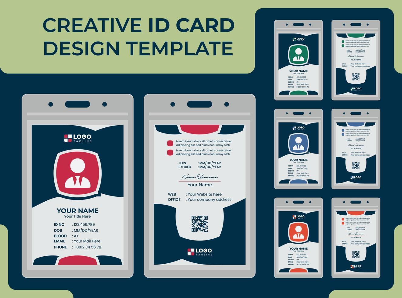 plantilla de diseño de tarjeta de identificación única moderna creativa profesional vector