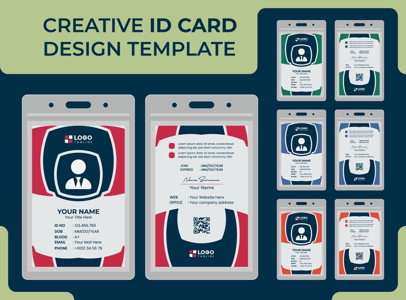 plantilla de diseño de tarjeta de identificación única moderna creativa profesional vector