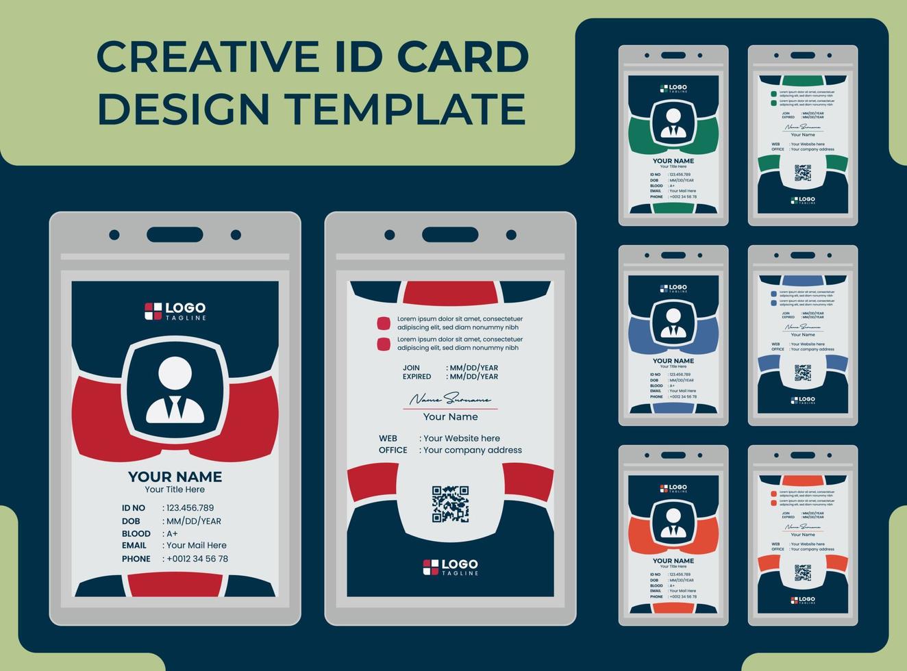 plantilla de diseño de tarjeta de identificación única moderna creativa profesional vector