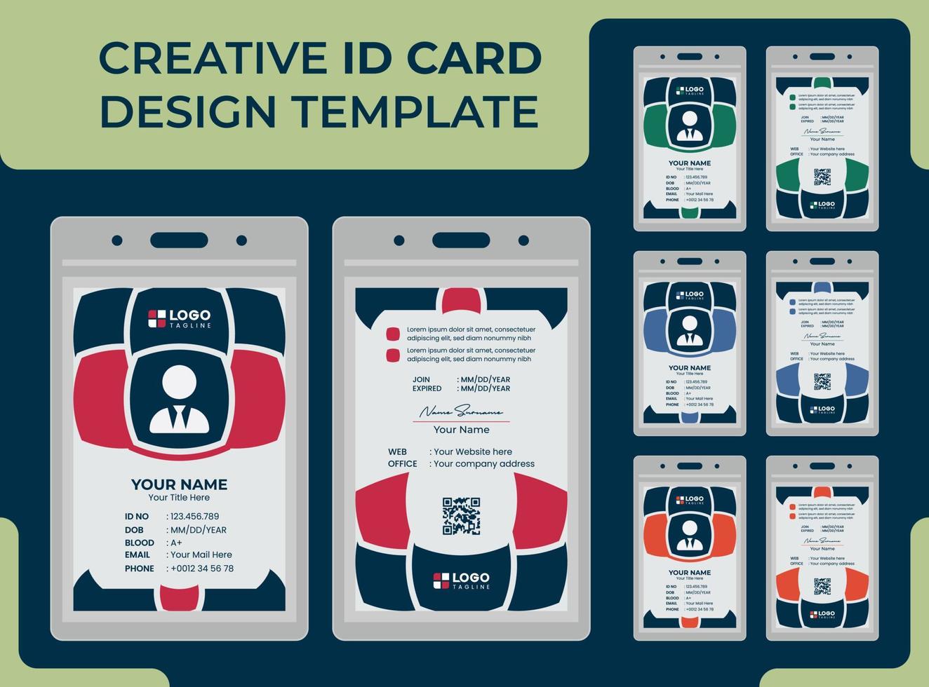 plantilla de diseño de tarjeta de identificación única moderna creativa profesional vector